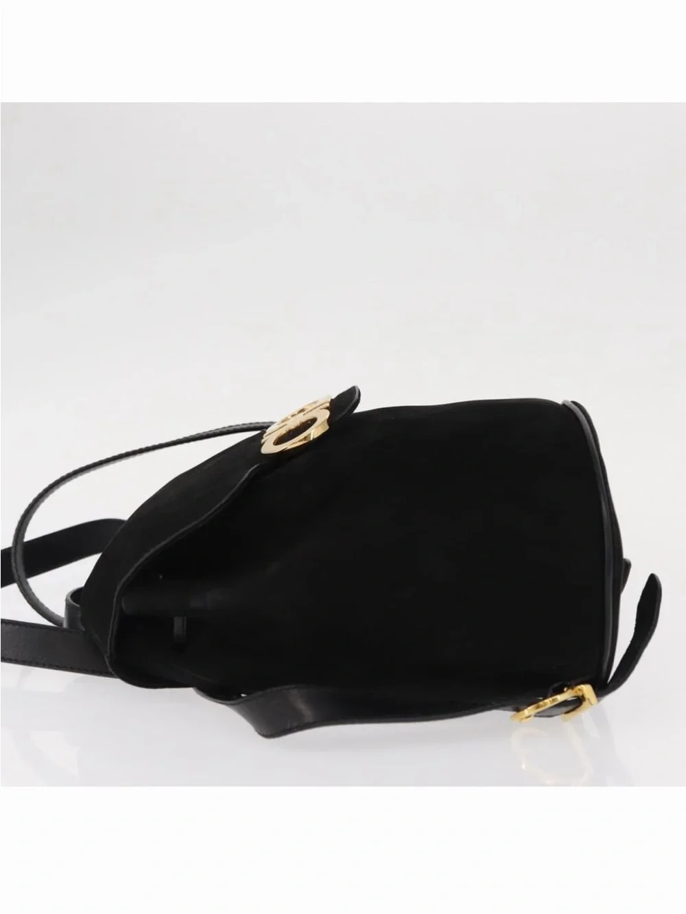 Salvatore Ferragamo Gancini Vintage Black Suede Backpack